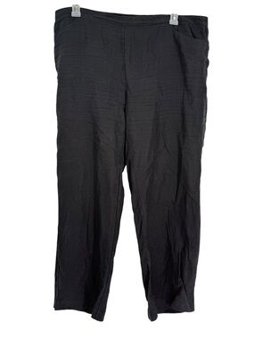 Chicos Black Linen Straight Leg Elastic Waist Pull On Pants Size 3 16-18) XL